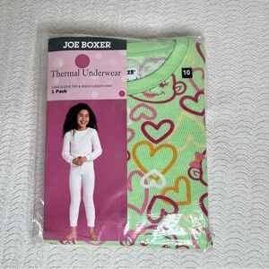 joe boxer / kids green and pink thermal underwear size 10